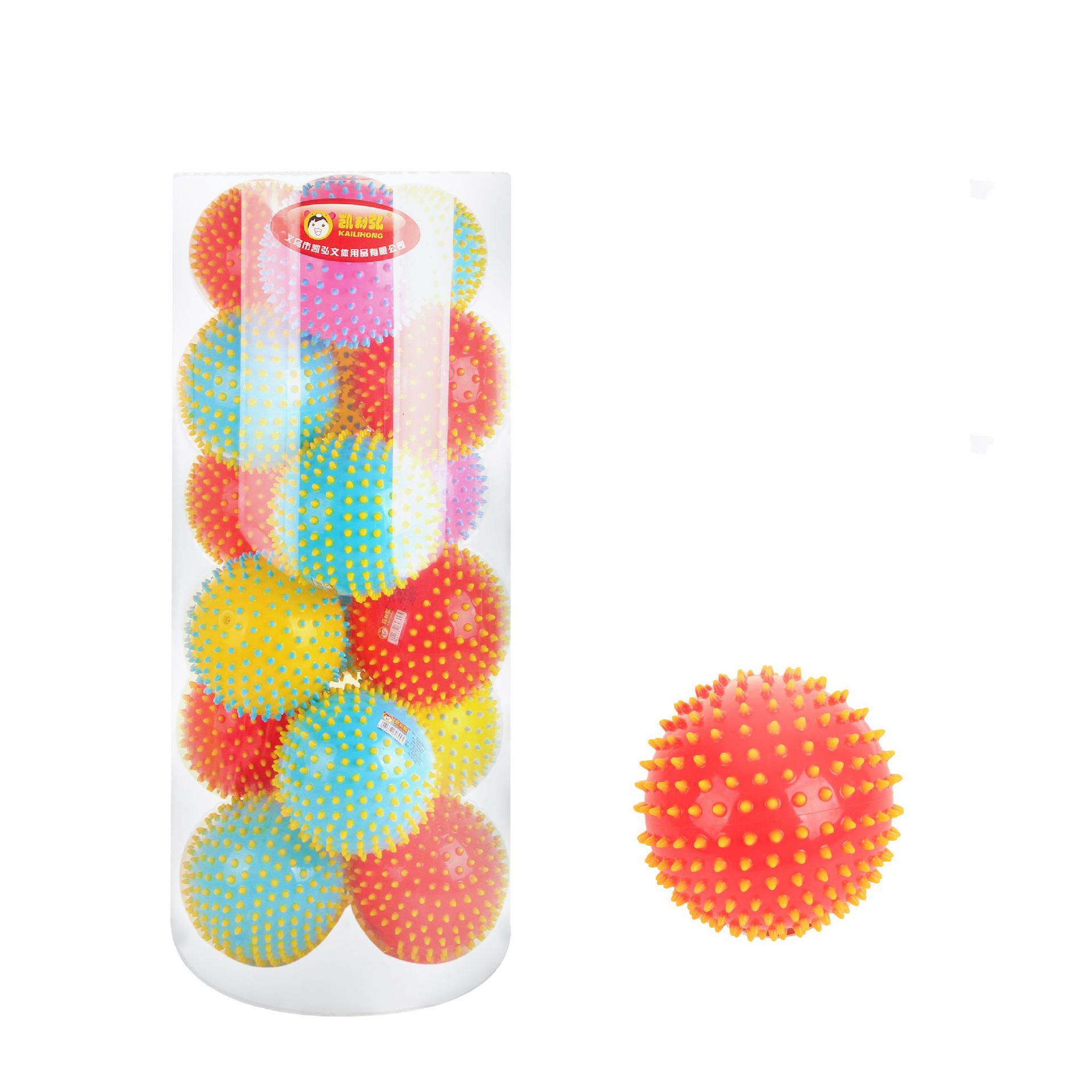 6inch Two-Color Massage Ball Kindergarten Toy Foreign Trade Environmentally Friendly Children's Bounce Acupoint Massage Grip Toy Spring