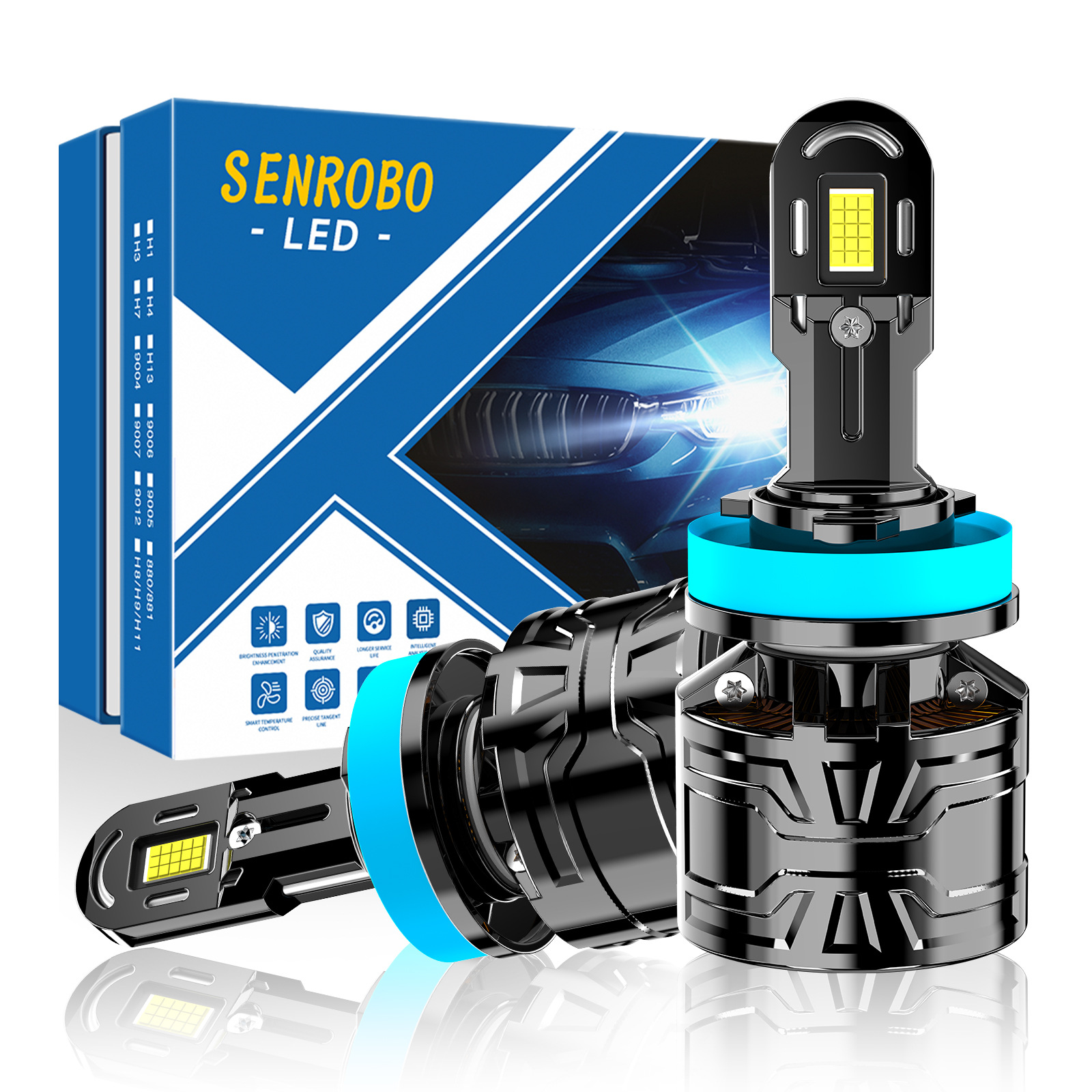 SENROBO transfronterizo nuevo tipo de U conducido faro de automóvil luz delantera super brillante H1 cerca y lejos H4 luz H11HB