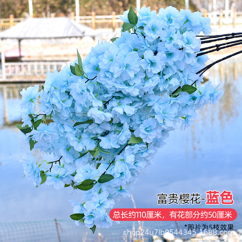 Simulación de flores de cereza flores de melocotón flores de pera flores de ciruela flores de bodas flores falsas vid decoración jardín balcón red de manglares paisaje de pared