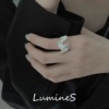 Tide, zirconium, ring with stone, micro incrustation, Japanese and Korean, internet celebrity, light luxury style, simple and elegant design, on index finger