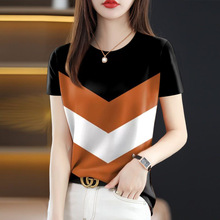 批发2024年新款夏季爆款女士t恤显瘦遮肚圆领时尚短袖一件代发