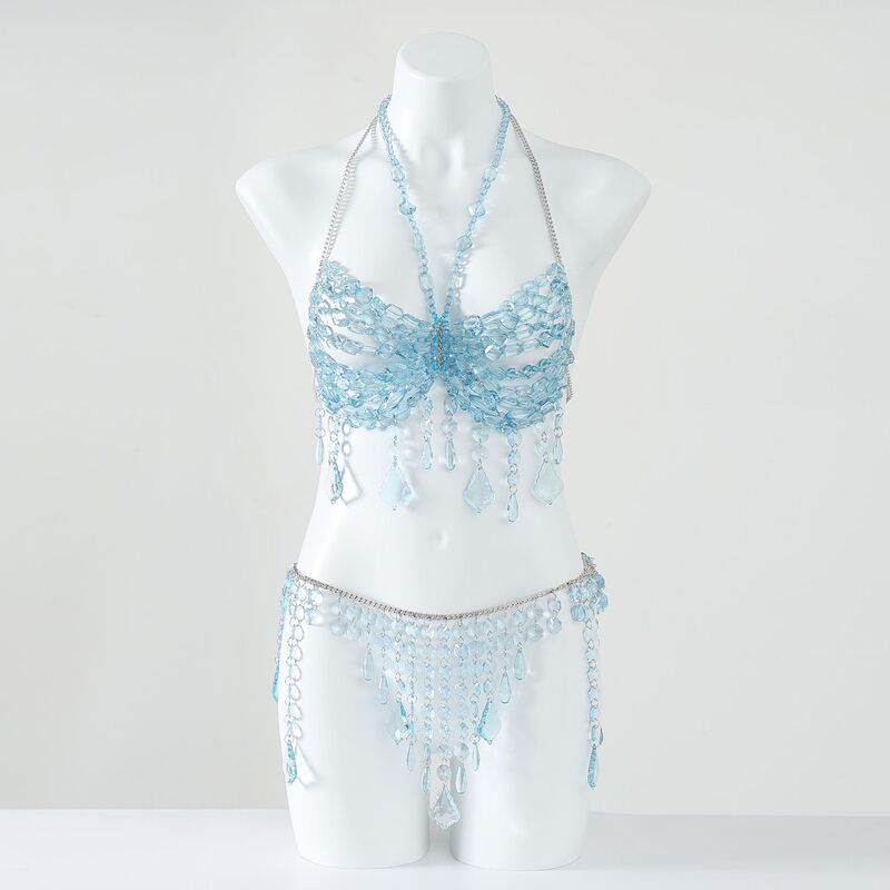 Amazon European and American Style Handmade Fashion Beaded Bra Women's Top Small Vest Body Chain Chest Chain Set Amazon European and American Style Handmade Fashion Beaded Bra Women's Top Small Vest Body Chain Chest Chain Set