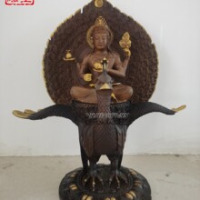 铜孔雀大明王工艺品桌面摆件佛母金刚护世金刚孔雀明王铜像定制款