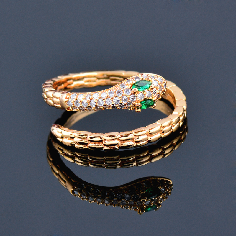 Fashion Snake Alloy Plating Inlay Rhinestones Womenu0027S Open Ring 1 Piece