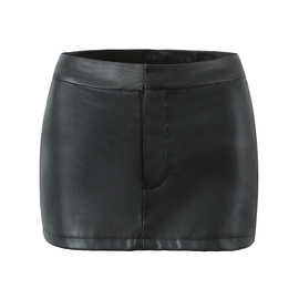 2024新款欧美风性感修身PU皮迷你裙辣妹风包臀裙裤短款半身裙