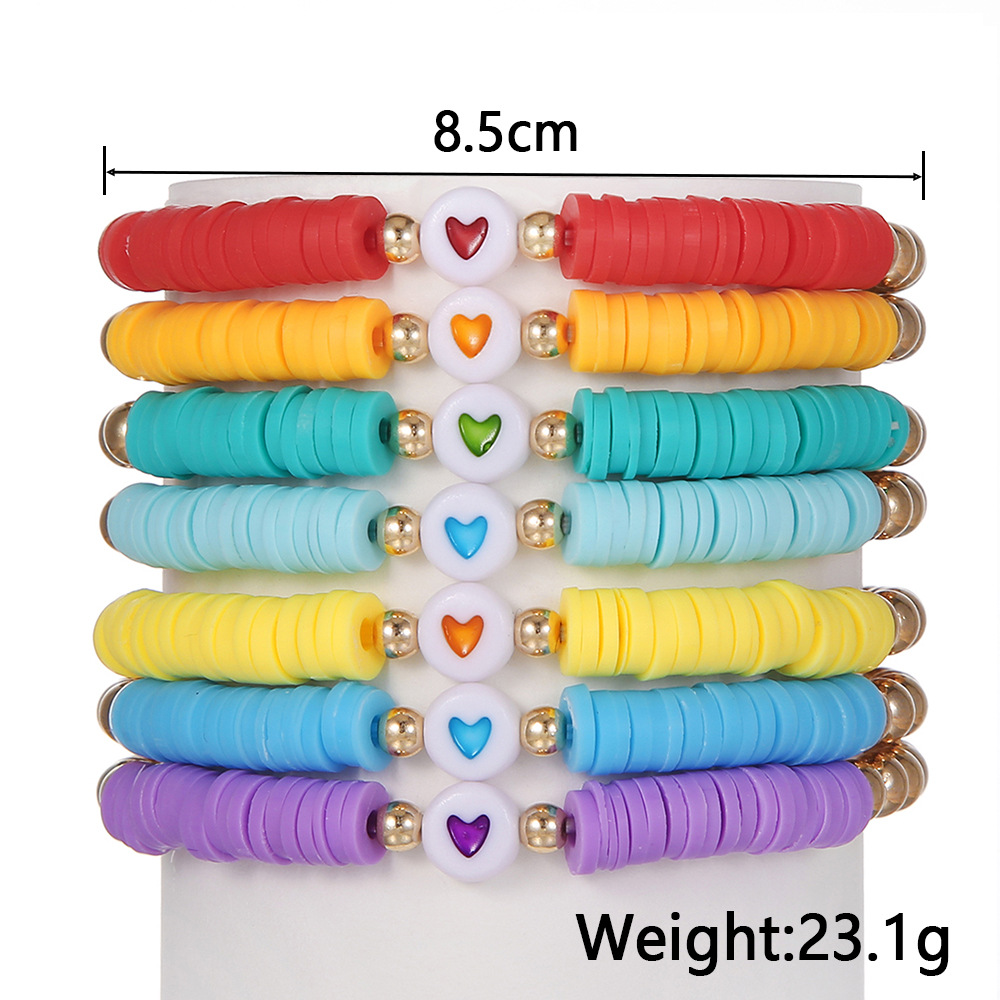 Vacation Bohemian Geometric Heart Shape Soft Clay Beaded Women's Bracelets display picture 1