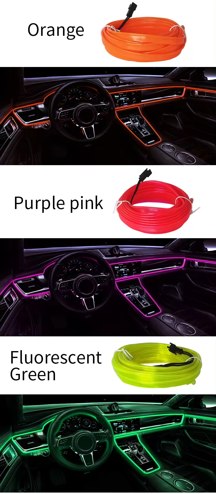 Car atmosphere light car interior led light bar usb atmosphere cold light car supplies modified wiring-free light strip