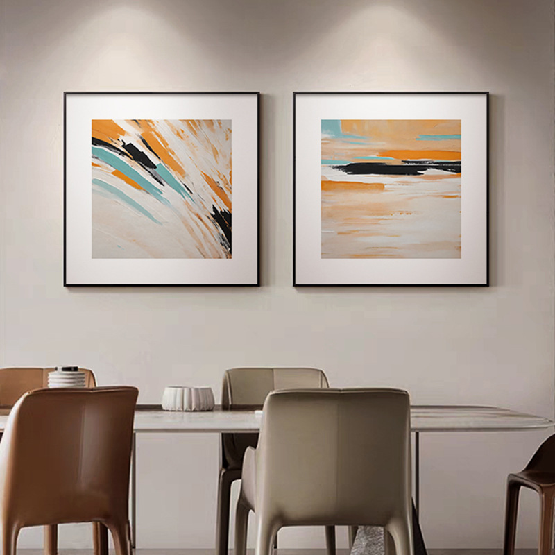 Modern Minimalist Restaurant Decorative Painting Abstract Niche Art Square Living Room Hanging Painting Dining Room Dining Table Background Wall Mural Painting