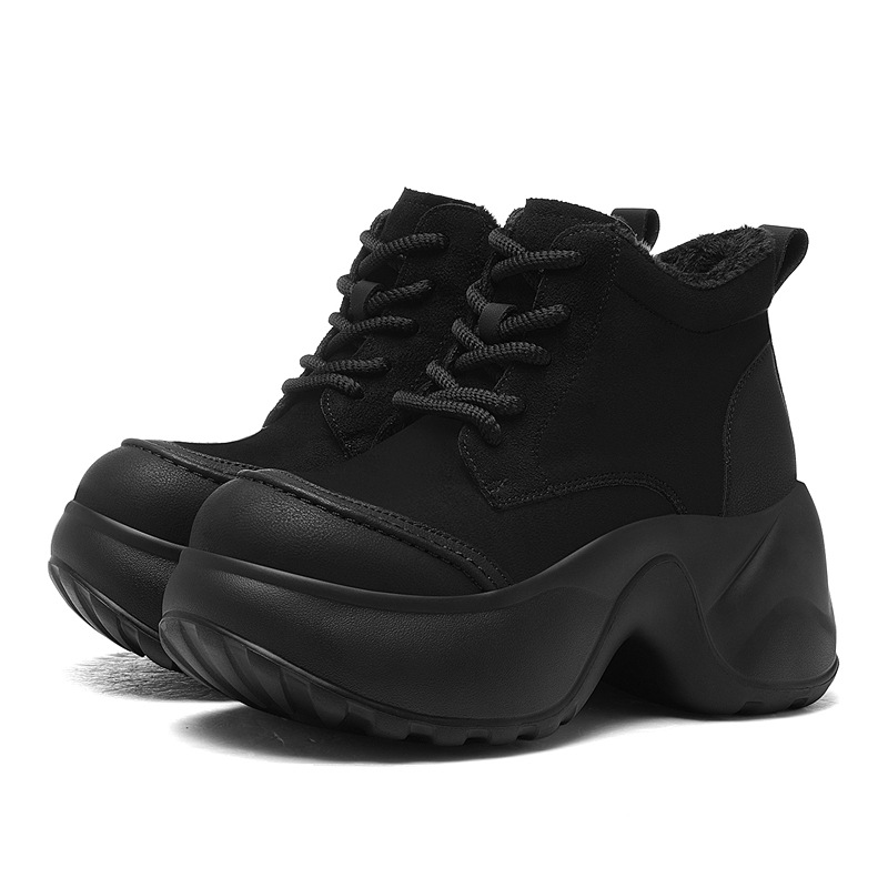 European-style Frosted Lace-up JK Platform Boots, Stylish Shoes With 8cm Platform Heel For Petite Women_vogvips.com