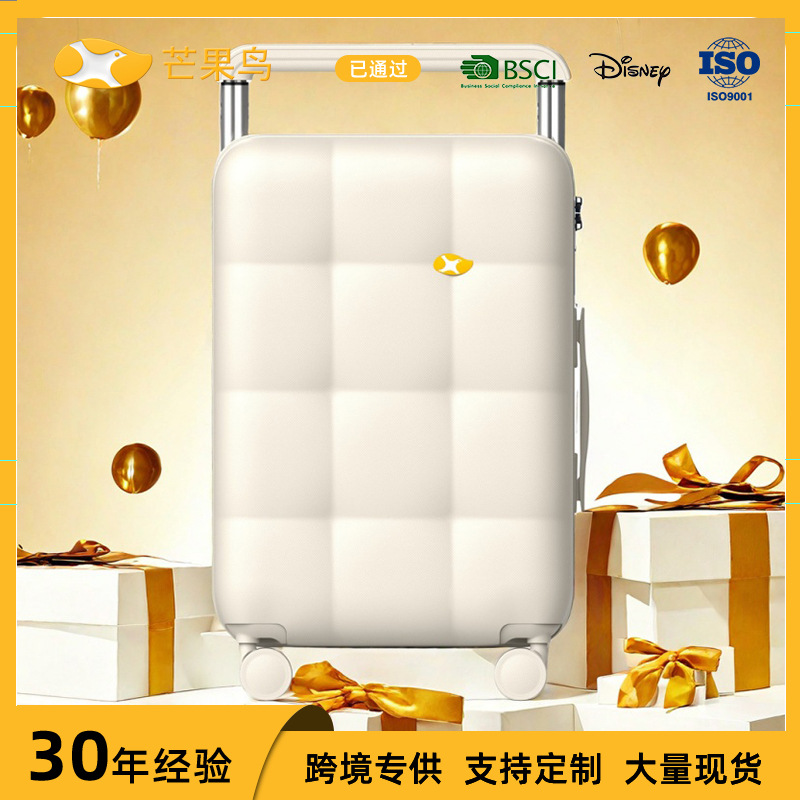 Vali kéo Mango Bird 20 inch chống rơi chống mài mòn, cổng sạc tiện lợi — Thanh kéo rộng có khóa kéo chống nước và cổng sạc hành lý màu hồng