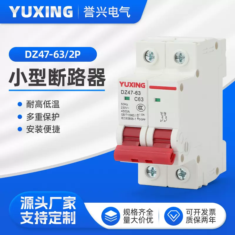DZ47断路器2P小型断路器工程款低压短路保护智能微型断路器