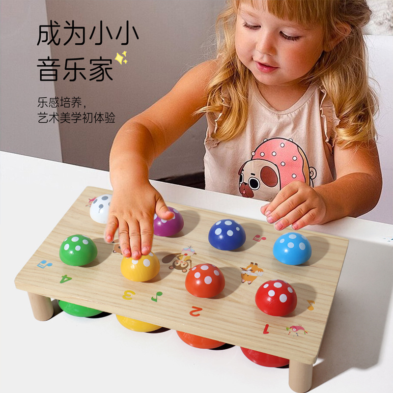 Melodía creativa para niños Campana de ocho tonos Prensa manual para niños Mushroom Color Music Festival Ensayo Instrumentos musicales Juguetes al por mayor