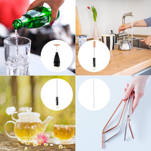 Soda Bottle Brush Home Cup Brush Bottle Brush Carbonated Water Brush Glass Scratch-Free Cleaning Brush Wooden Handle Cotton Cord