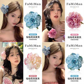 早春出游海边度假风超仙花朵发夹女侧边边夹小夹子发卡发饰配饰
