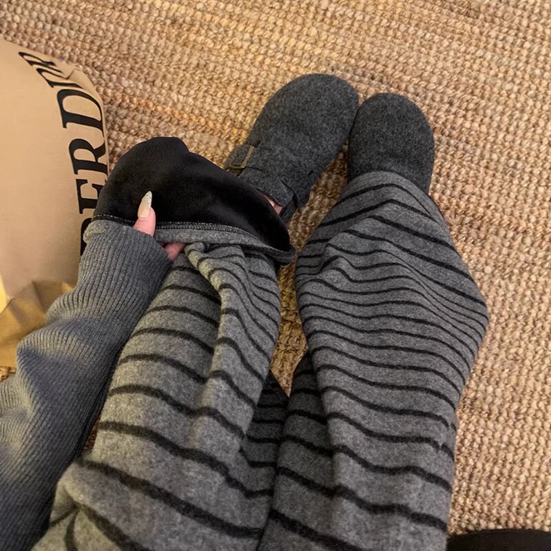 2025 Winter Straight High-Waisted Loose New Striped Wide-Leg Comfortable Versatile Super Slimming Casual Pants 2025 Winter Straight High-Waisted Loose New Striped Wide-Leg Comfortable Versatile Super Slimming Casual Pants