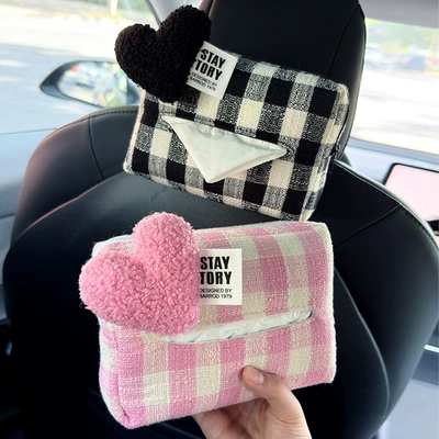 Car tissue box/set — Heart-Shaped Car Seat Back Tissue