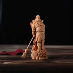 崖柏木雕武財神關羽關二爺關公伽藍菩薩佛像家居客廳玄關實木擺件