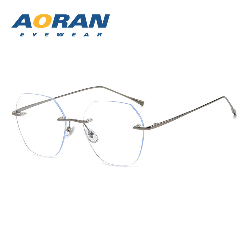 Ultra-light Rimless Myopia Glasses Men's Trendy Plain and Plain Light with Preference for Large Frame Slimming Anti-blue Light Eye Frame