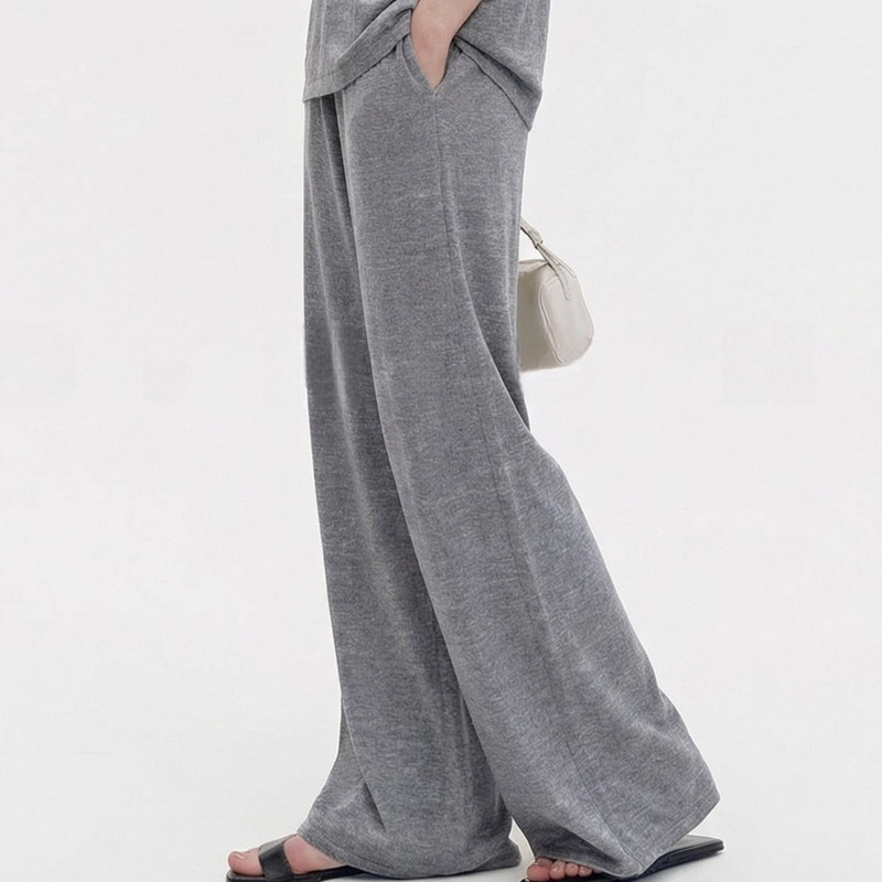 Old Money Style Twisted Pleated Hollow-Out Linen Wool Loose Drape Wide-Leg Air Pants for Women