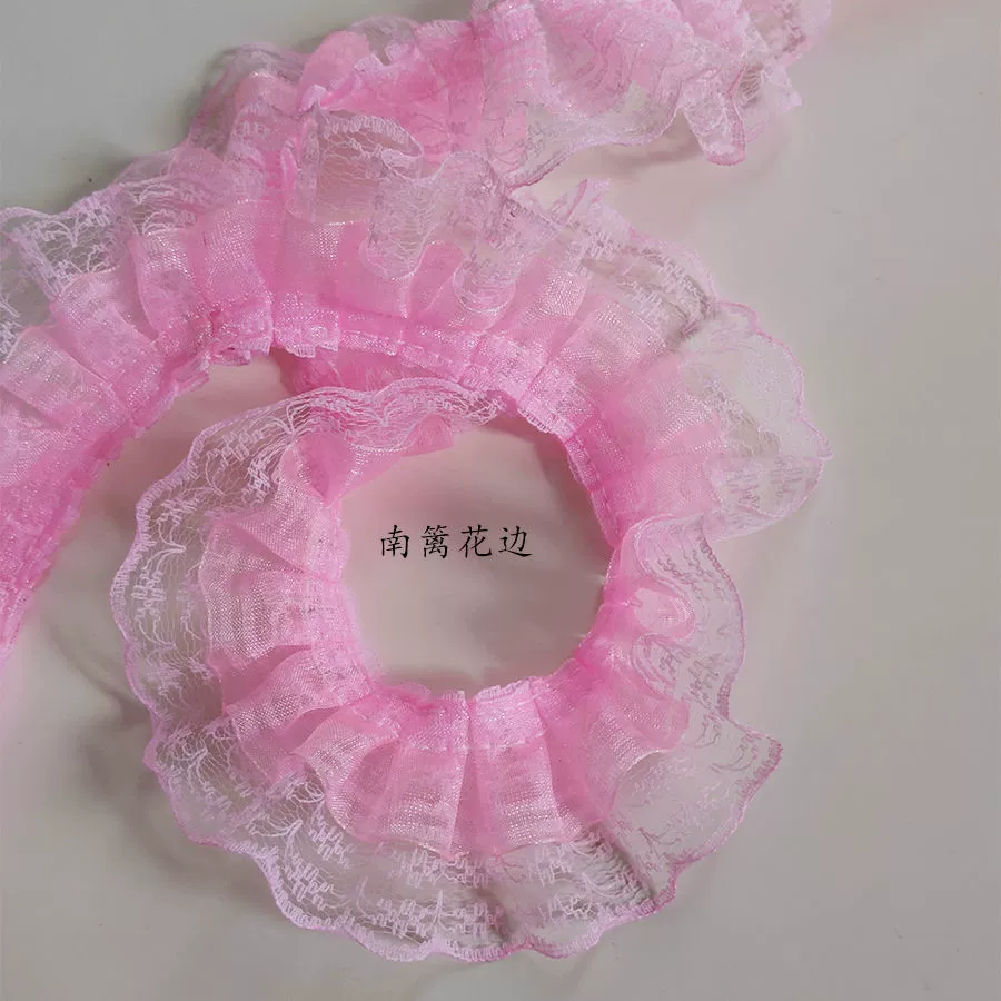 Dual‑layer ruffled lace trim, 4.5 cm wide, decorative sewing ribbon