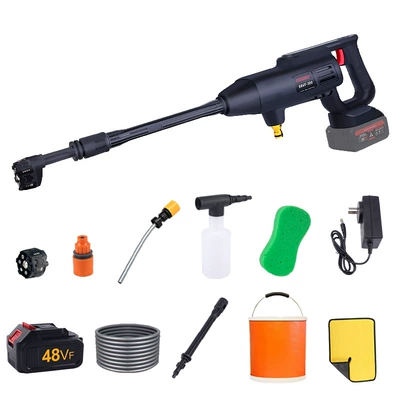 Cross-border lithium battery Wireless Car Washing Machine car household high-pressure car washing water gun portable charging high-power car washing water gun (Portable car washer) - 48vf-885-extreme-edition-short-rod-national-travel