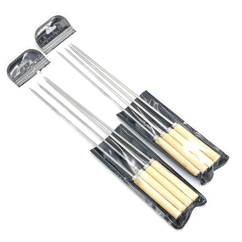 G1443 cuatro palos de barbacoa desechables para llevar barbacoa redonda palo pinchos de cordero pinchos barbacoa palo de hierro barbacoa