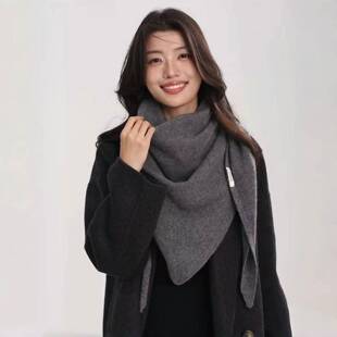 2025 New Wool Blended Triangle Large Shawl Women's Autumn and Winter Angora Infrared Warm Knitted Large Scarf