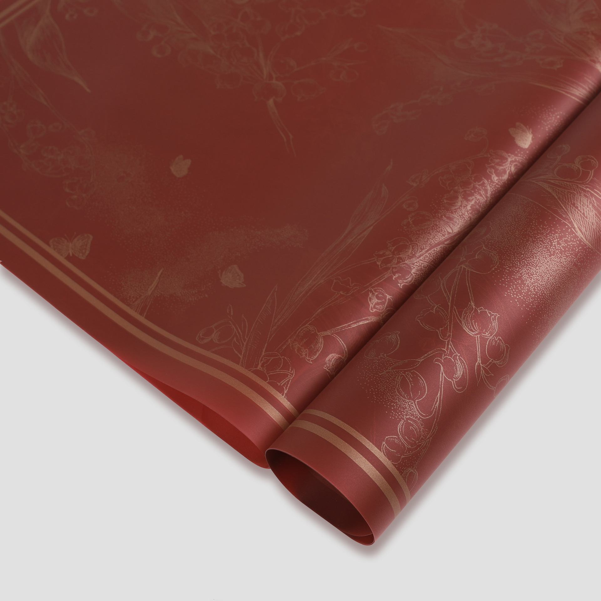 09 terciopelo rojo dorado; 56cm / 20 hojas