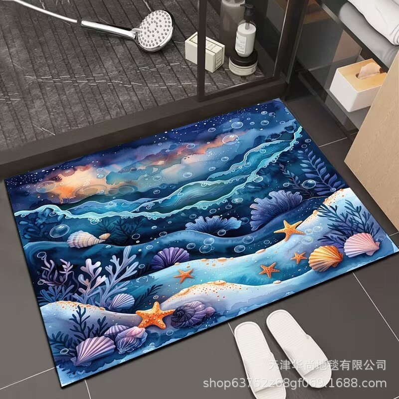 オーシャンストーン珪藻泥フロアマット浴室吸水速乾フットマットトイレドア汚れ防止と耐摩耗性フロアマット卸売|undefined