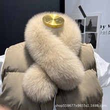 真狐狸毛围巾秋冬简约保暖加厚双面毛绒护颈皮草围脖毛领子韩国女