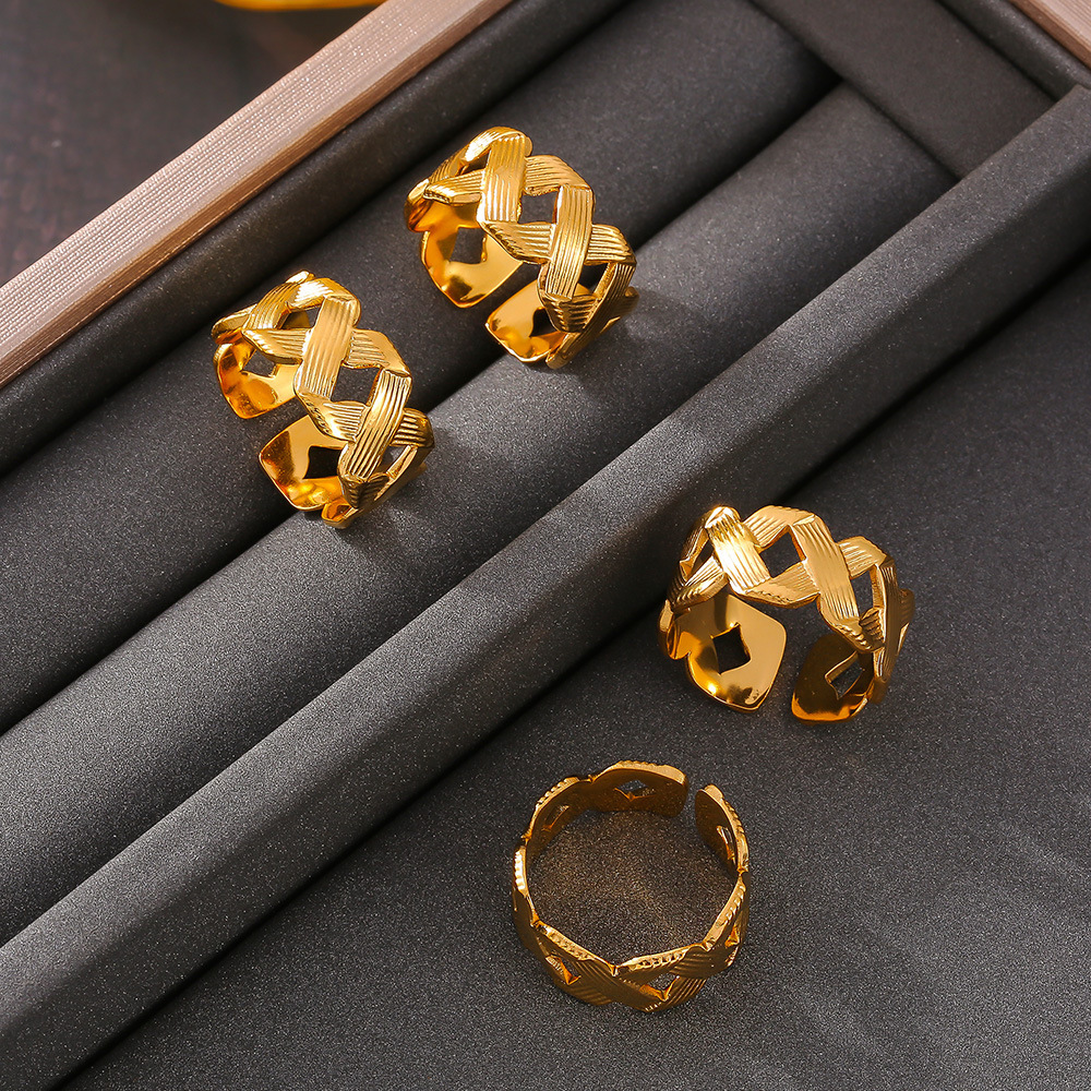 French Opening Adjustable Winding Texture Ring Titanium Steel Personality Ins Cool Style Simple Ring For Women_voghion.com