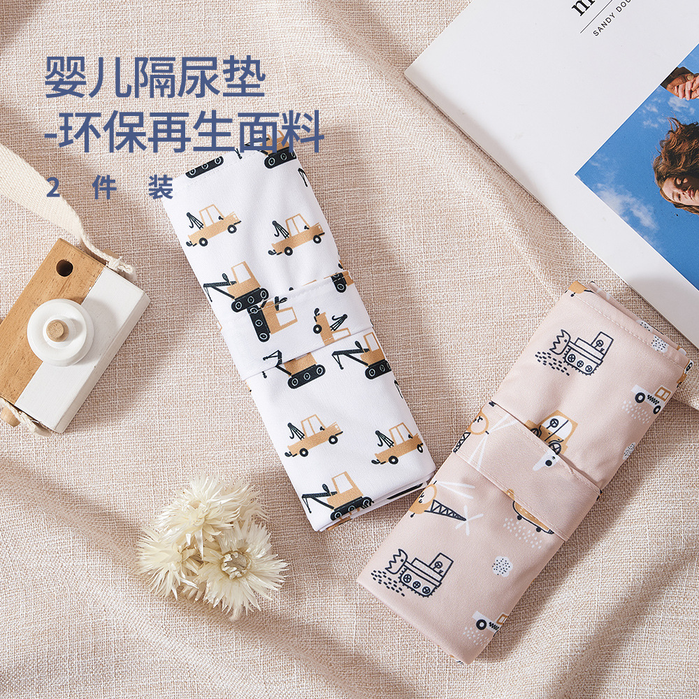 Coola Peach Baby Waterproof Printed Anti-Slip Mat Eco-Friendly Renewable Fabric Comfortable Soft Diaper Pad