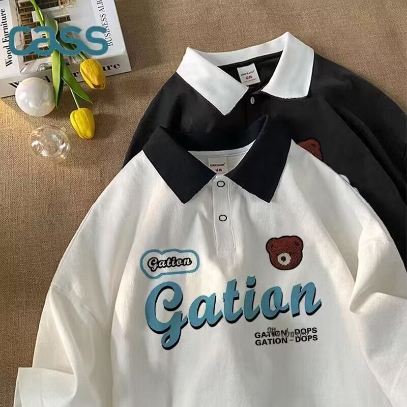 Camisa menos ropa estilo universitario camisa polo manga corta Camiseta hombres y mujeres verano estilo Hong Kong ins Class ropa solapa media manga camiseta