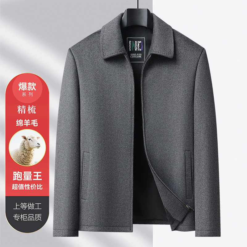 Middle-Aged and Elderly Woolen Jackets Business Casual Executive Outwears for Men 2025 New Men's Short Woolen Outwears