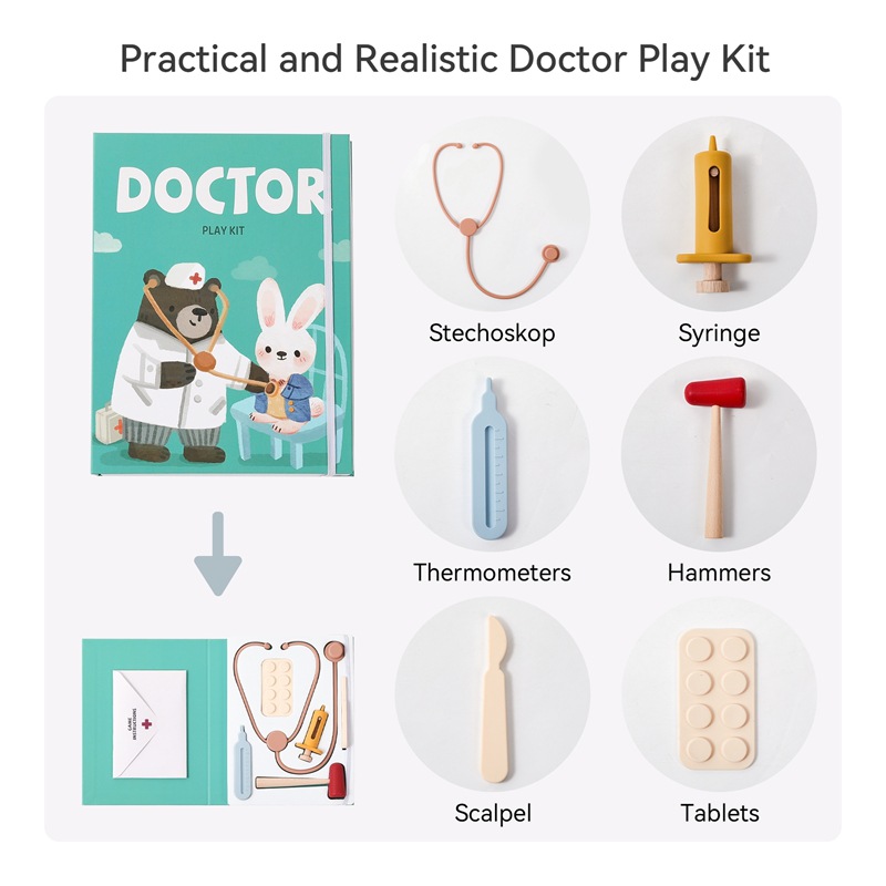 Nuevo juego de juguetes médicos de silicona transfronteriza bebé jugando a la casa médico pequeña enfermera juego de roles juguetes de herramientas médicas