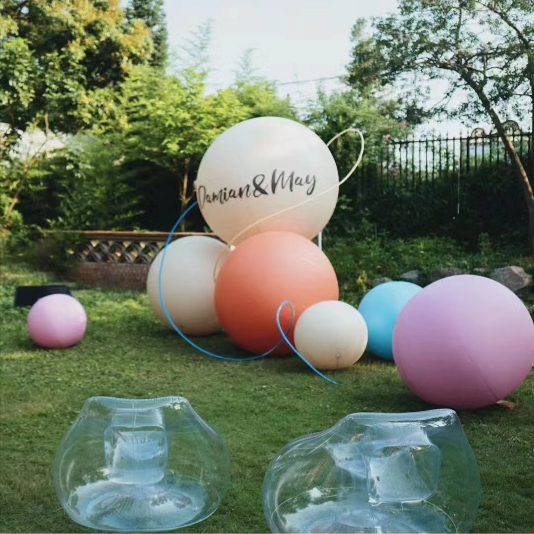 PVC闭气充气告白气球圆球气模闭气PVC印字喷绘图案喷绘悬挂气模