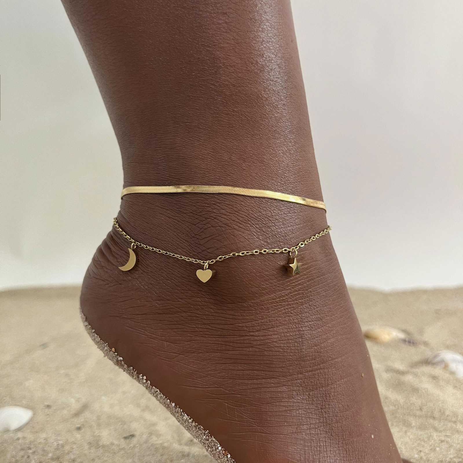 Geometric Pattern Sexy Geometric 201 Stainless Steel Plating Women'S Anklet