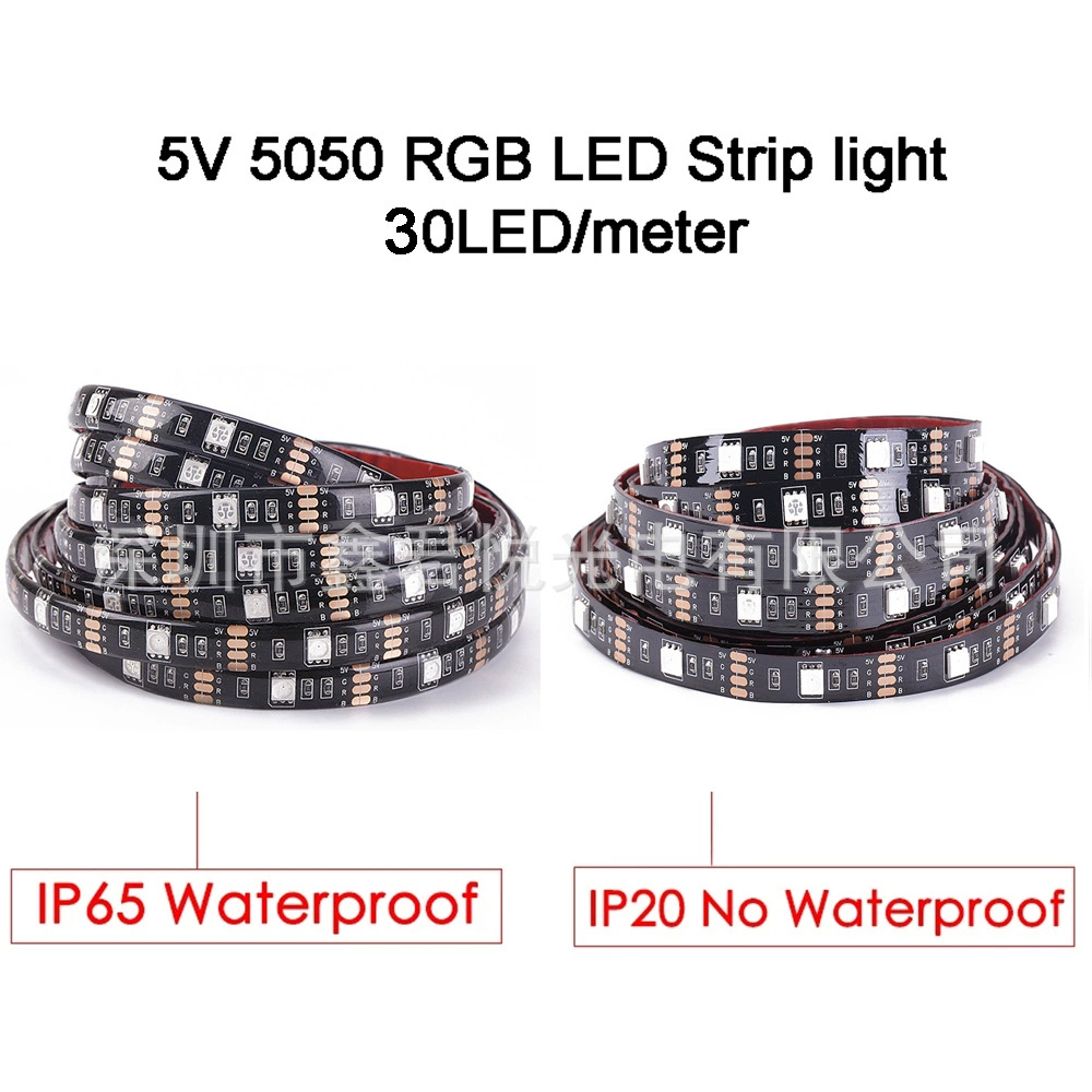 Светодиодная световая лента (5V) Bluetooth/APP и пульт на 24 кнопки, 5050 RGB, длина 1–5 м, 30/60 LED/м, питание USB