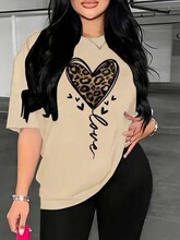 2025 Slayr Women's Leopard Print Oversized Love Heart Casua