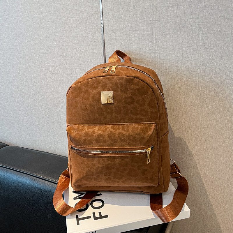 Mochila de moda coreana de otoño nueva mochila de aire extranjero retro de gran capacidad de leopardo mochila escolar de viajes casuales