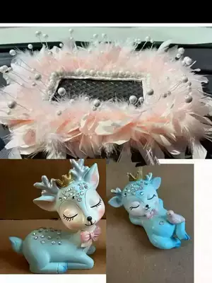 Decoration, Internet Celebrity Accessories for – Car ornaments - big-deer-fawn-leather-pink-pearl-rectangular-cushion-4