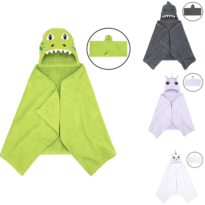 Toalla de baño verde para niños capa con capucha bebé albornoz con capucha dibujos animados bebé algodón toalla de baño para niños