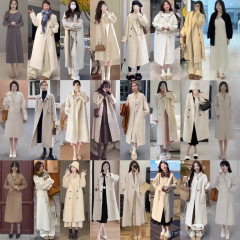 韩版双面羊绒大衣秋冬季新款长款过膝毛呢外套品牌女装批发货源