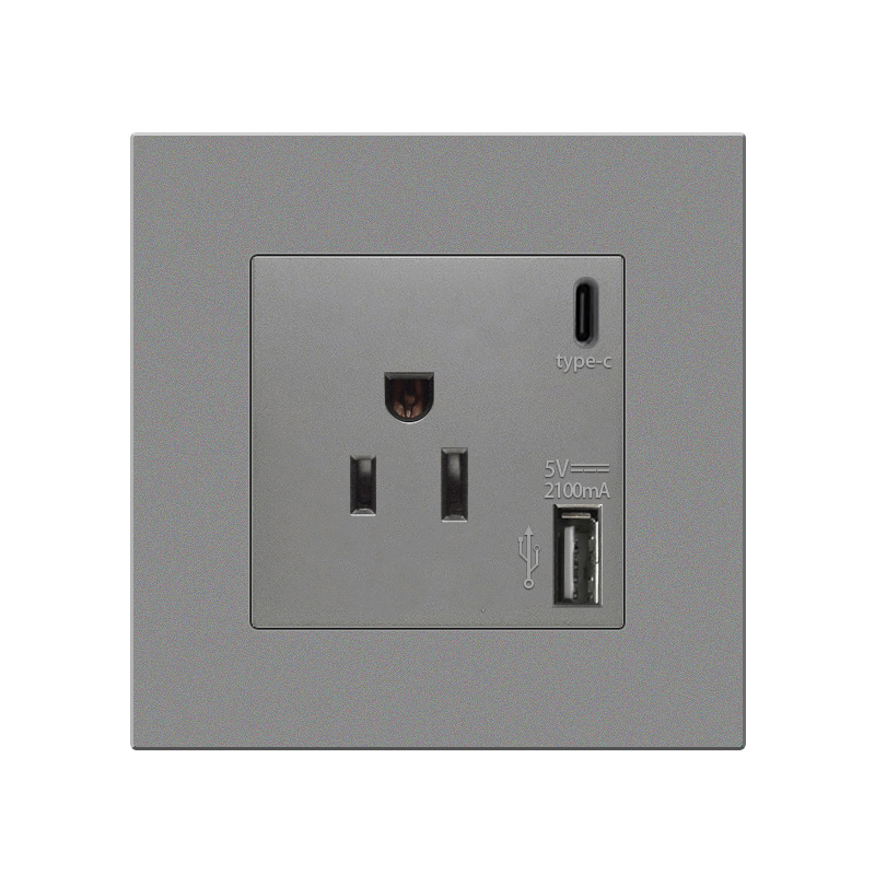 美标插座外贸86型烤漆面板美国加拿大15A美式泰标USB电源开关插座