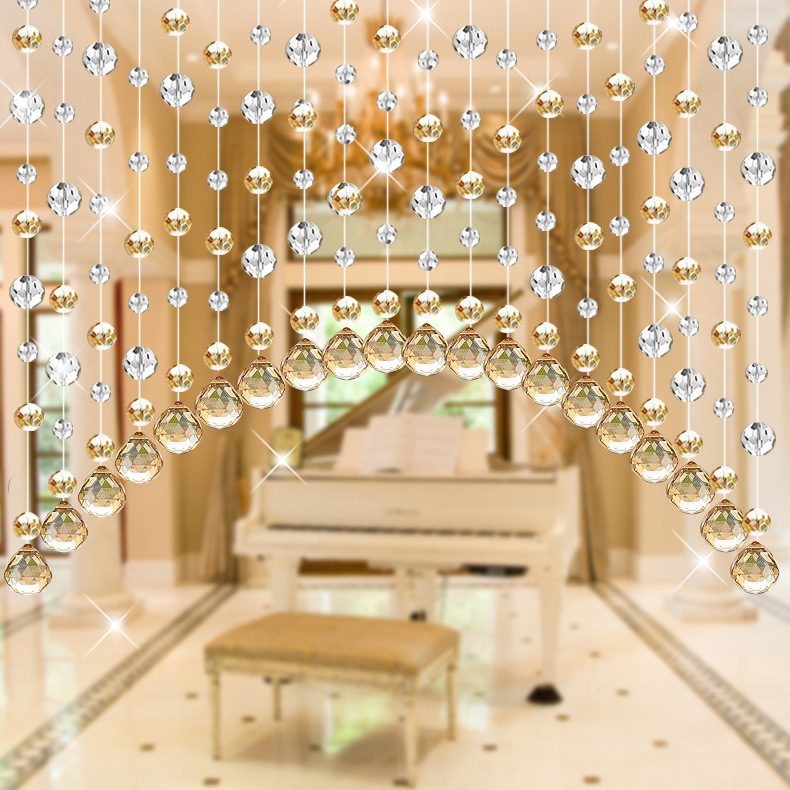 Crystal Curtain Bead Curtain Door Curtain Bathroom Decorative Curtain Entrance Aisle Curved Living Room Bedroom Partition Feng Shui