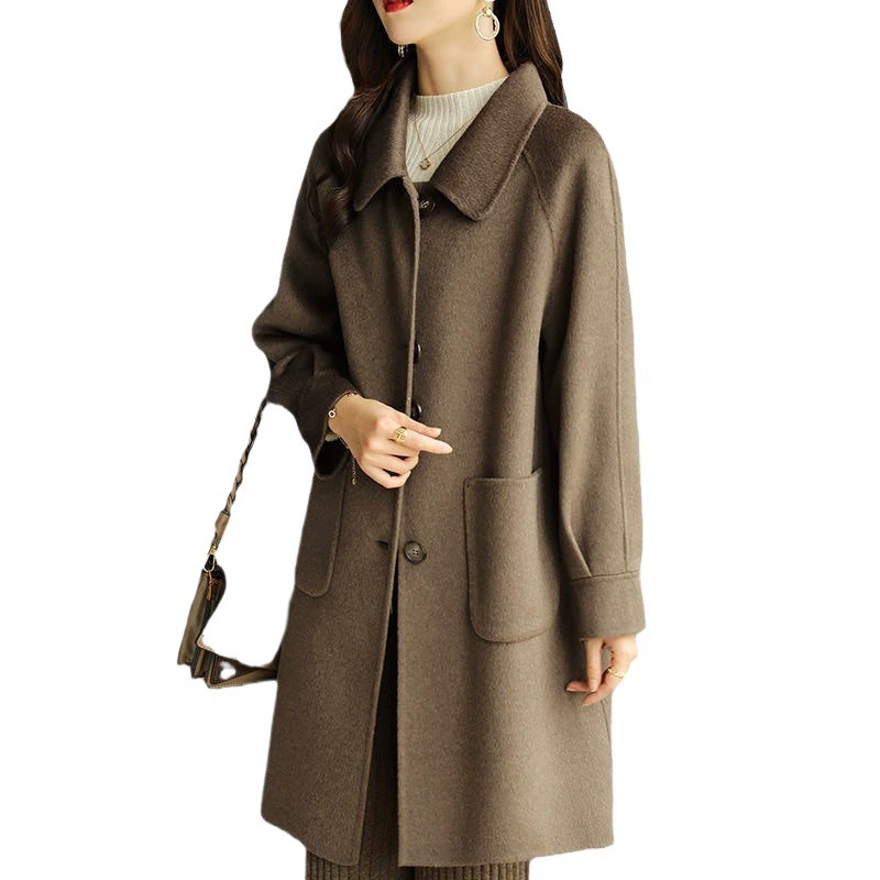 Осенние демисезонные тёплые джинсы, Woolen coat, длинная куртка, плюс размер, средняя длина