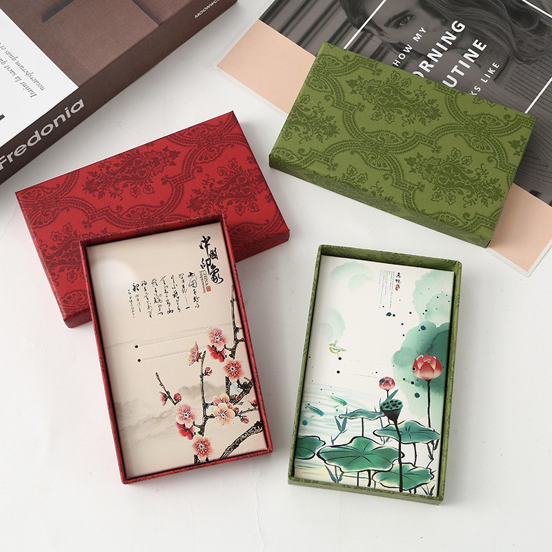 中国风荷塘月色书签礼盒收纳盒古风典雅天地盒首饰盒匠心独运现货
