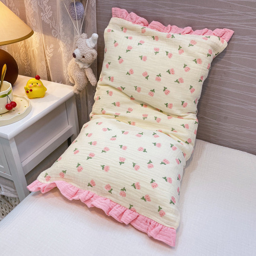 Class A cotton double-layer yarn children's pillowcases 30*50 single 40*60 pair for household adult pure cotton pillowcases