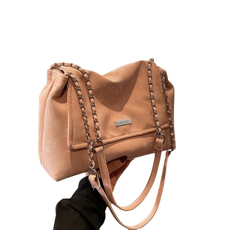 Large capacity for 2024 autumn/winter new fashionable niche women's texture chain single shoulder crossbody tote bag_voghion.com