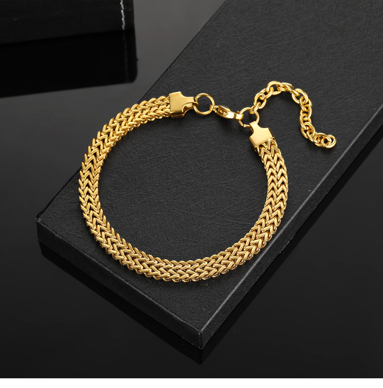 14g Weight Bracelets Classification 304 Stainless Steel Chain Material 1 Piece Quantity Holiday, Daily, Street Occasion 304 Stainless Steel Material Geometric Pattern Men's Gender Plating Design Punk Style Punk Geometric 304 Stainless Steel Plating Men's Bracelets Men's Chain Bracelets 3